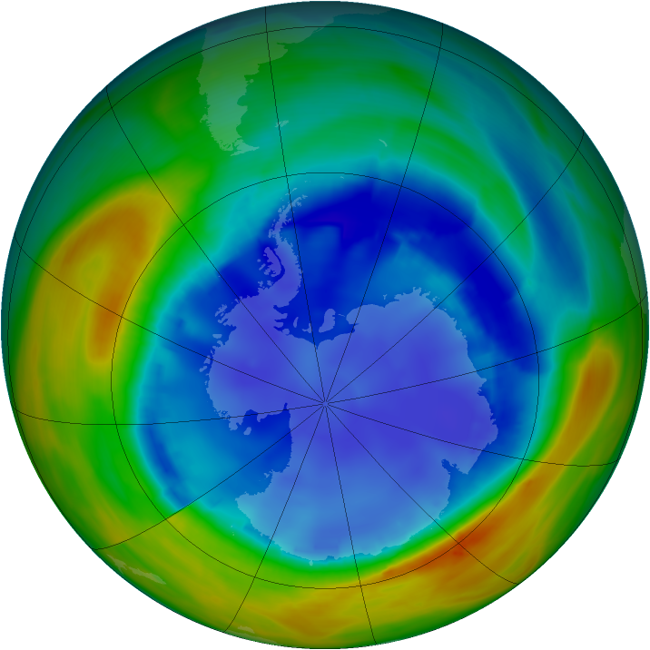 Antarctic ozone map for 17 August 2007